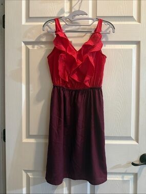 Massimo Pink and Plum Ruffle-Front Midi Dress